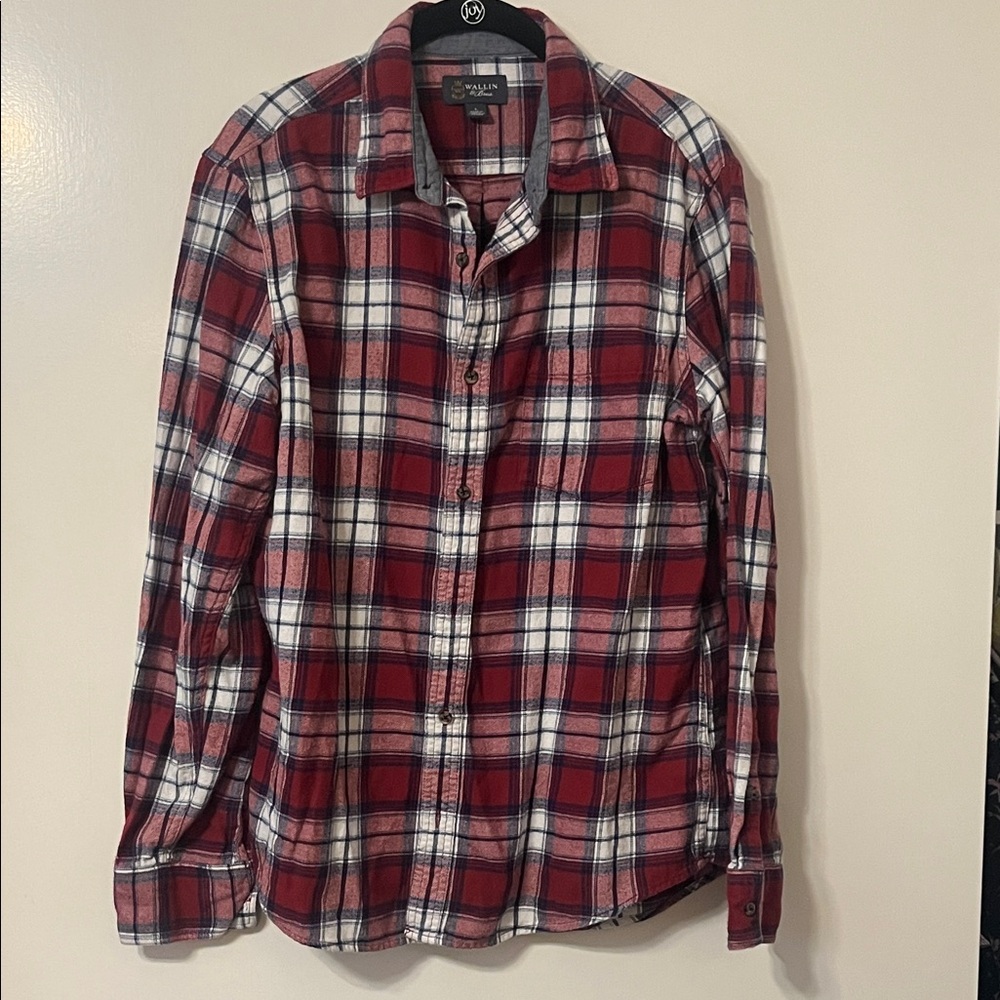 Modern Red Plaid Button-Down Shirt by Wallin & Bros